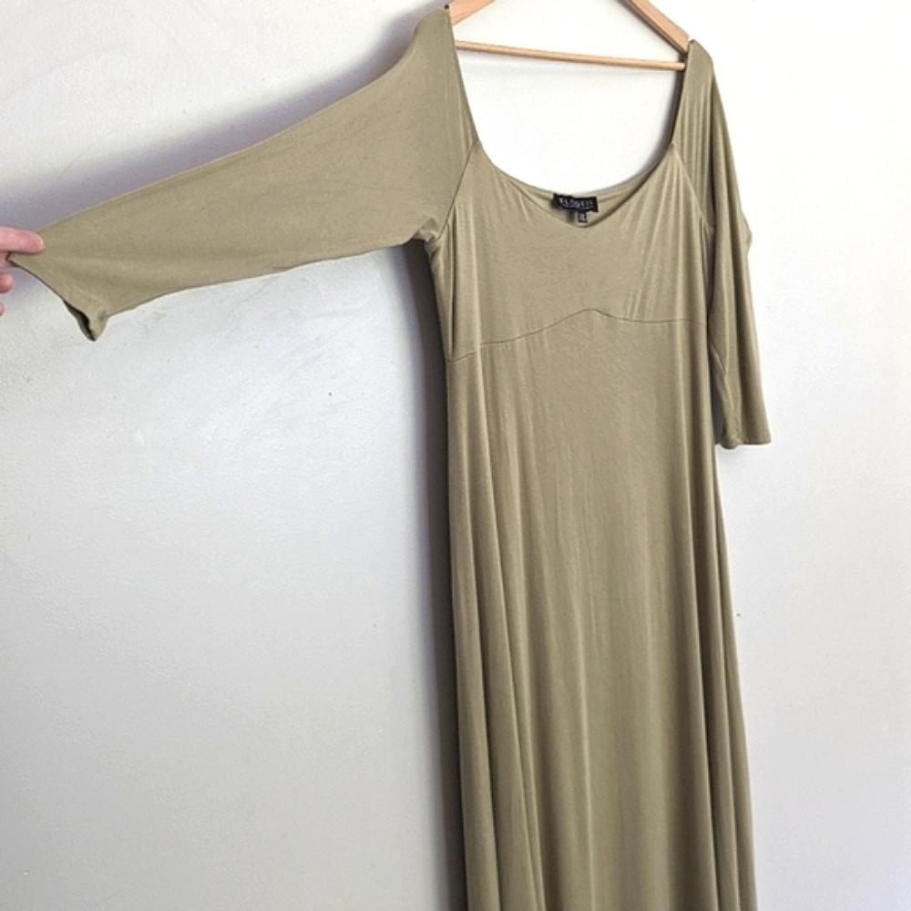 🌼 Eloquii Maxi Dress Olive Green, Size 14/16